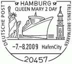 Sonderstempel vom 7.8.2009 Hamburg Queen Mary 2 Day